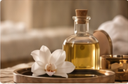 Illustrative aromatherapy massage detail from the original visual concept